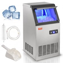 VEVOR Máquina para Hacer Cubitos de Hielo Comercial 38kg/24h, 40 Bandejas para Cubitos de Hielo Capacidad de Almacenamiento de 12,5kg Autolimpieza Sin Instalación Independiente para Hogar, Restaurante