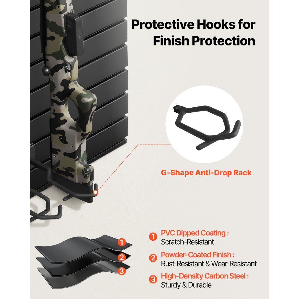 VEVOR Estante de Pared para Armas de Fuego, Soporte de Montaje en Pared, Capacidad de 2 Escopetas y 4 Pistolas, Organizador de Accesorios con Ganchos Adicionales, Acero al Carbono, para Taller Garaja