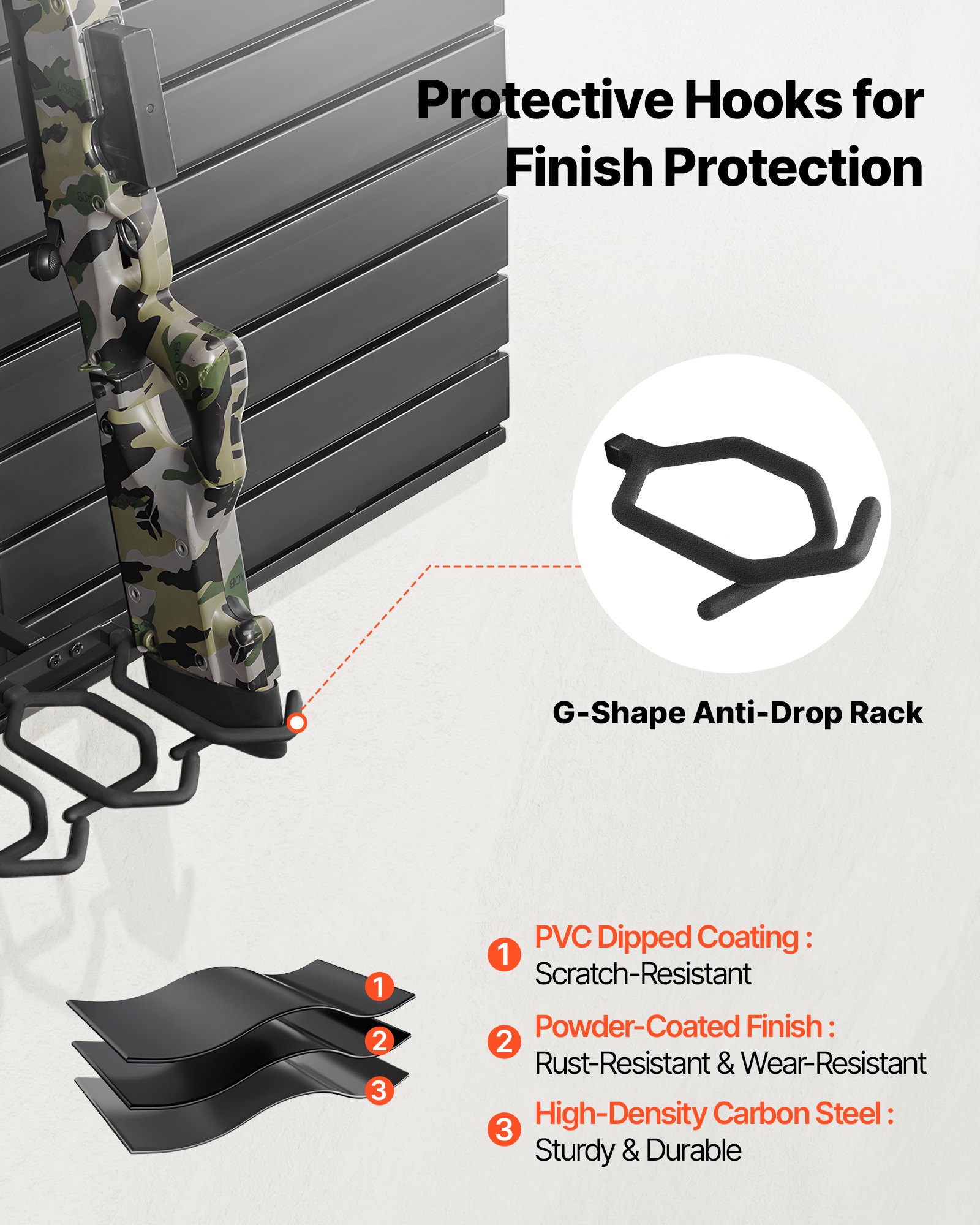 VEVOR Estante de Pared para Armas de Fuego, Capacidad de 6 Escopetas y 6 Pistolas, Soporte de Montaje en Pared, con Ganchos Adicionales, Acero al Carbono, Organizador de Accesorios para Taller Garaja
