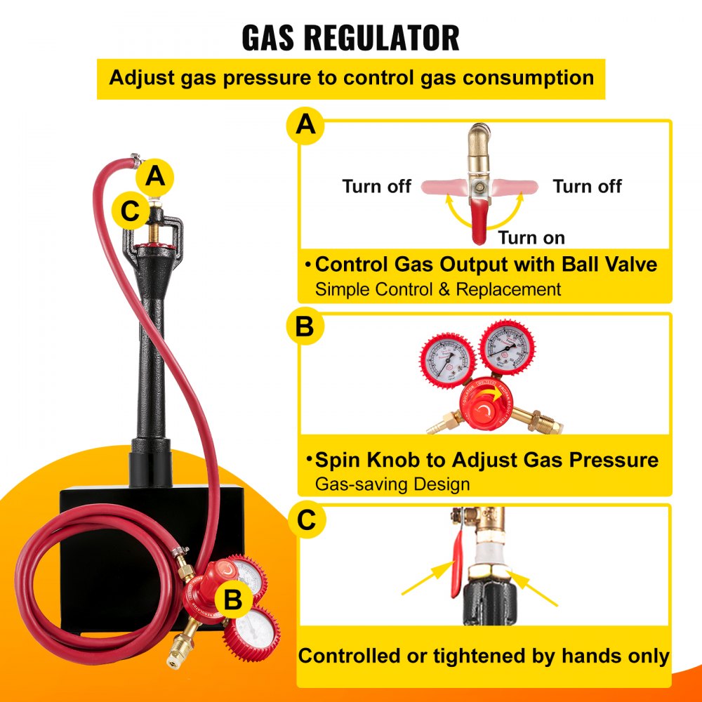 VEVOR Forja de Gas Propano CMPROF-1 Cuadrado 1 Quemador 23 kW · h 80000 BTU 3,5 L con Válvulas de Bola de Gas Horno de Forja Horno de Fusión de Gas Propano para Herreros, Fabricantes de Cuchillos