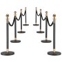 VEVOR Stanchion Post, 8 Pcs Crowd Control Barrier Set with 6 Black Velvet Ropes, Heavy Duty Stainless Steel Stanchion Post Queue with Hollow Base for Theater, Party, Wedding, Exhibition, Event (Black)