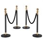 VEVOR Stanchion Post, 8 Pcs Crowd Control Barrier Set with 6 Black Velvet Ropes, Heavy Duty Stainless Steel Stanchion Post Queue with Hollow Base for Theater, Party, Wedding, Exhibition, Event (Black)