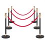 VEVOR Stanchion Post, 6 Pcs Crowd Control Barrier Set with Red Carpet, 4 Red Velvet Ropes, Stainless Steel Gold Stanchion Post Queue with Hollow Base for Theater, Party, Wedding, Exhibition (Black)
