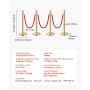 VEVOR Crowd Control Bollards (8 pcs) with 6 red velvet ropes (1.5 m long), stainless steel stanchions with refillable base for exhibitions, Golden