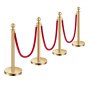 VEVOR Crowd Control Posts (4 pcs) with 3 red velvet ropes (1.5 m long), stainless steel barrier posts with refillable base for exhibitions, Golden