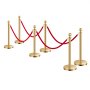 VEVOR 6 PCS Poste de Estaca de Acero Inoxidable de 1,5 m con Base Hueca de Inyección de Arena y 4 Cuerdas de Terciopelo Rojo, Barreras de Control de Multitudes para Teatro, Fiesta, Boda, Dorado
