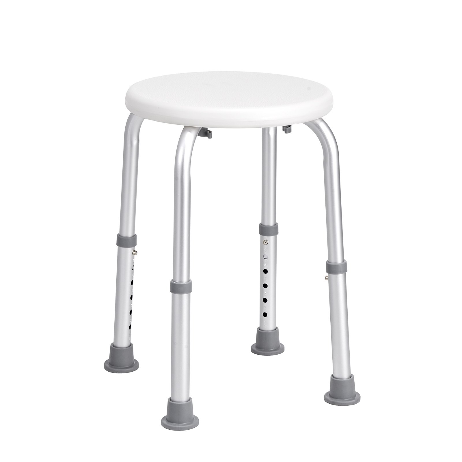 VEVOR Shower Stool/Chair, Height Adjustable 355-480 mm, Bathroom Stool/Seat, 136.1 kg Load Capacity, Sturdy Shower Stool/Shower Aid for Bathtubs, Aluminum Alloy Frame, White Shower Seat
