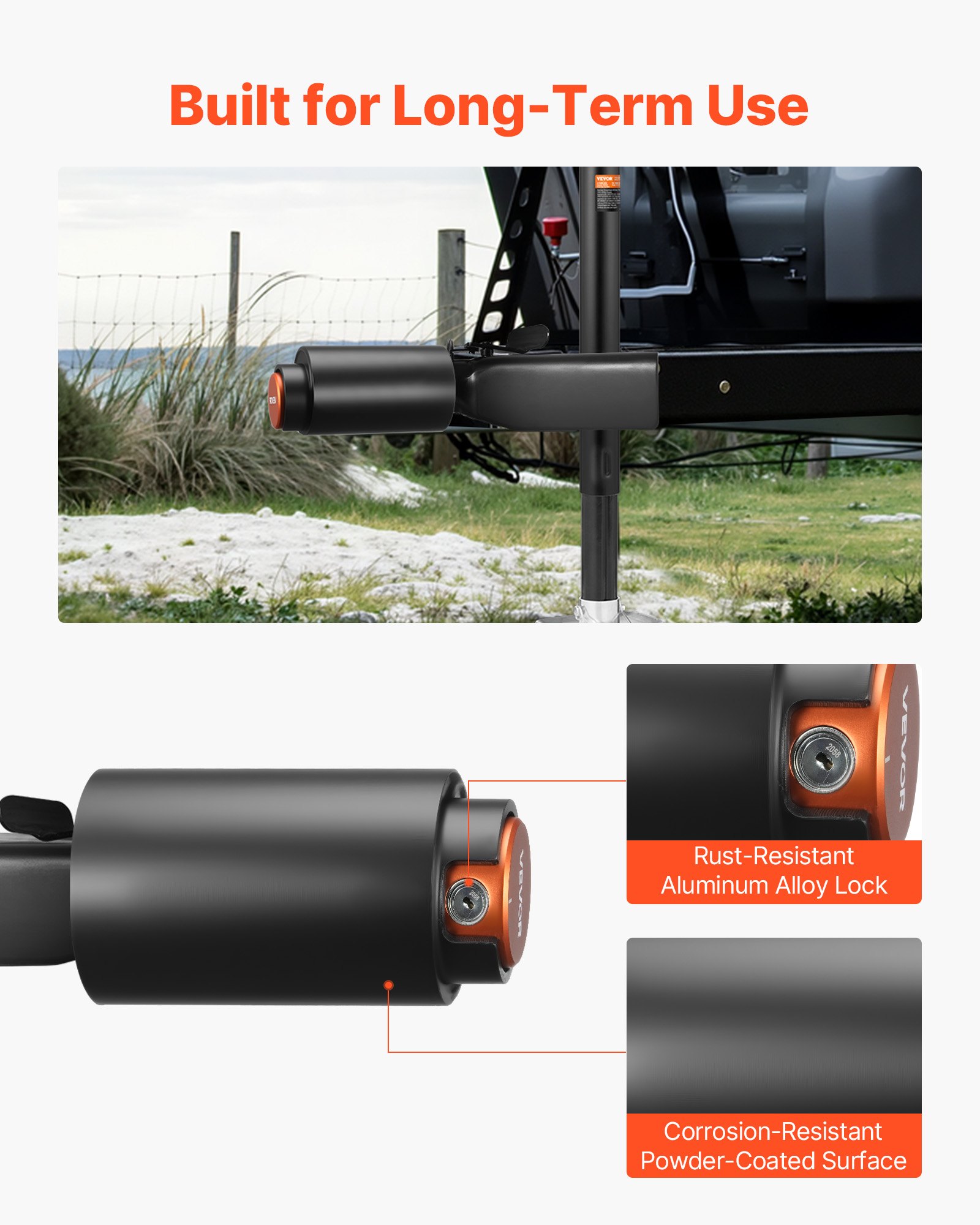 VEVOR Trailer Lock, Fits 50.6 & 58.6 mm Bulldog Trailer Couplers, Heavy Duty Hitch Lock with 3 Keys Secures Security Chains, Corrision-resistant, Anti-Theft RV Trailer Locks for RV, Trailer, Boat