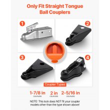 VEVOR Candado para Remolque Compatible con Acoplador de 47,5, 50,6 y 58,6 mm