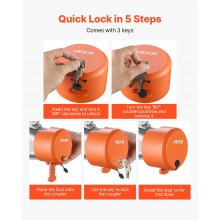VEVOR Candado para Remolque Compatible con Acoplador de 47,5, 50,6 y 58,6 mm