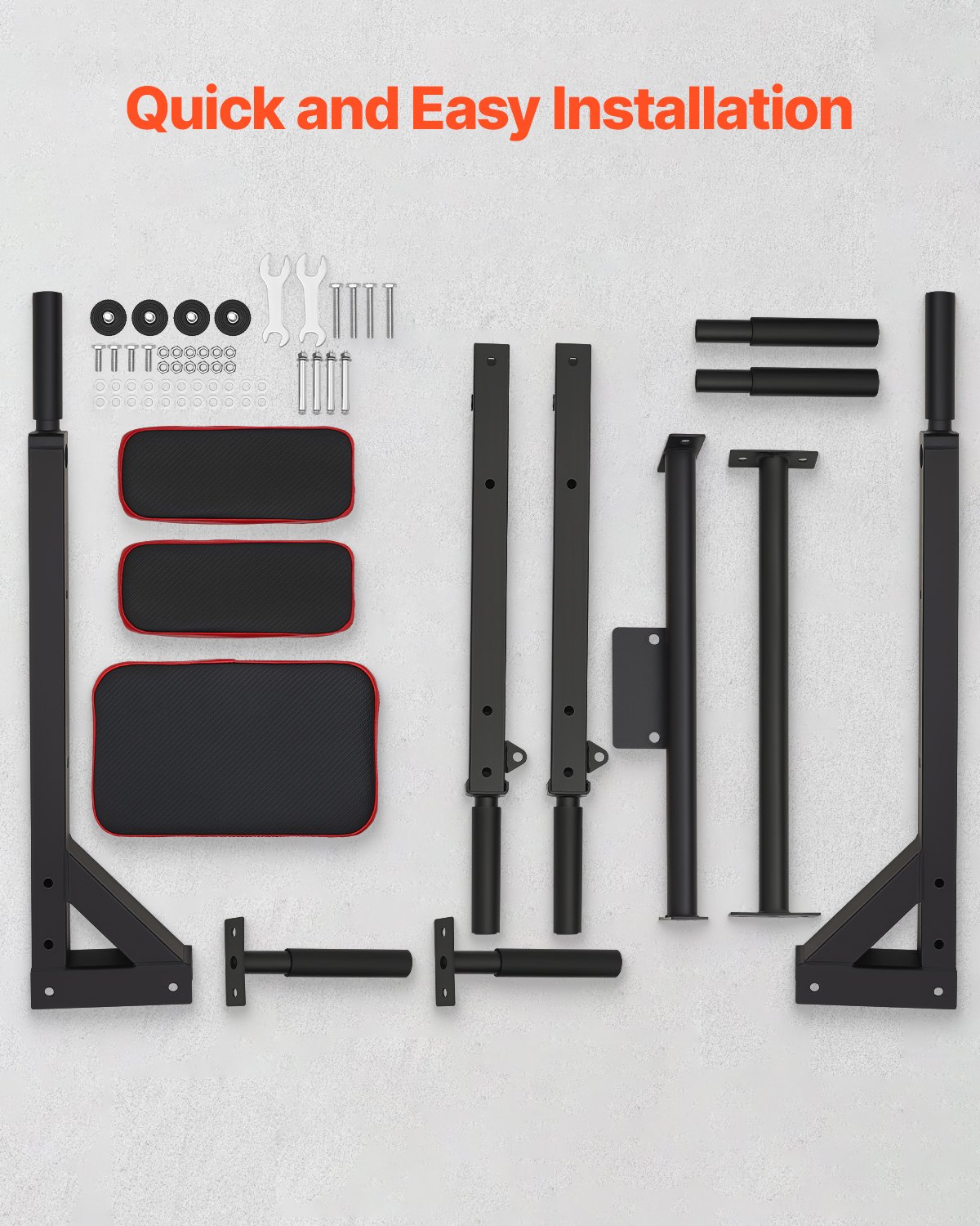 VEVOR Barra de Dominadas Multifuncional de Pared para Gimnasio en Casa, para Entrenamiento de la Parte Superior de Cuerpo, Capacidad de Peso de 200 kg, 952 x 628 x 753 mm, Acero al Carbono, Negro