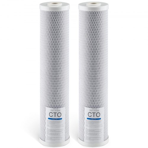 VEVOR Cartucho de Repuesto para Filtro de Agua de 3 Etapas para Toda la Casa, Bloque de Carbón CTO, Reduce el Cloro, el Mal Sabor y el Olor, 115 x 115 x 507 mm, 2 uds, Vida Útil de 9 a 12 Meses