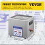 VEVOR Limpiador Ultrasónico 10 L Máquina de Limpieza Ultrasónica 240 W Máquina Limpiadora Ultrasónica con Temporizador y Calentador Digital LCD para Joyas, Gafas, Relojes, Metal, Dental, Laboratorio