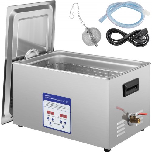 VEVOR Limpiador Ultrasónico 480 W 22 L Máquina de Limpieza Ultrasónica 40 kHz 220 V de Acero Inoxidable Limpiador Ultrasonido con Temporizador Digital para Joyerías, Ópticas, Relojeros, Ferreterías