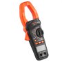 Pinza amperimétrica digital VEVOR con pinza naranja y cuerpo negro que incorpora un dial multímetro y una pantalla de visualización.