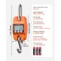 VEVOR Báscula Colgante Digital Carga Máxima 400 kg, Resolución 100 g con Tara, Retención de Pico Datos, Pantalla LCD, Aluminio Fundido, Escala Digital de Grúa Portátil para Pesca Almacén Taller Granja