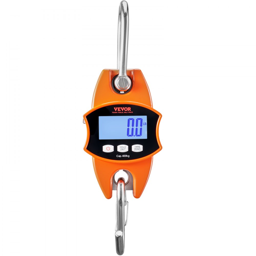 VEVOR Crane Scale 0.15 to 400kg Digital Hanging Scale lbs/kg/N Traction Scale 0.05kg Accuracy Game Scale Industrial Scale LCD Display Hanging Scale Mini Portable Scale with Integrated 1M Measuring Tape