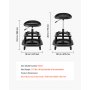 VEVOR Taburete de Taller con Ruedas, Asiento Neumático de Garaje con Capacidad de 136 kg, Altura Ajustable, Giratorio de 360° con Ruedas, para Reparación de Automóviles, 470 x 470 x (595-715) mm