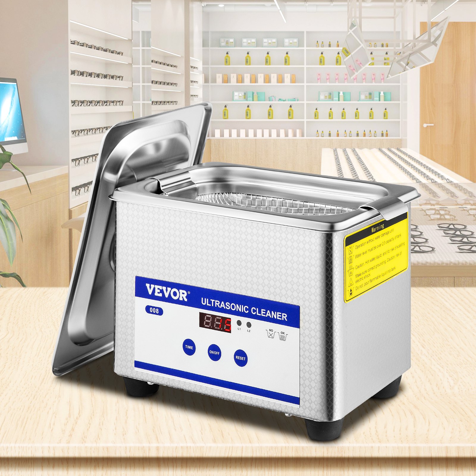 VEVOR Limpiador Ultrasónico 800 ml, 24 W Limpiador Ultrasónico Profesional de Acero Inoxidable, Máquina de Limpieza Ultrasónica Potente Frecuencia de 40 kHz con Pantalla LED para Joyas, Reloj, Gafas