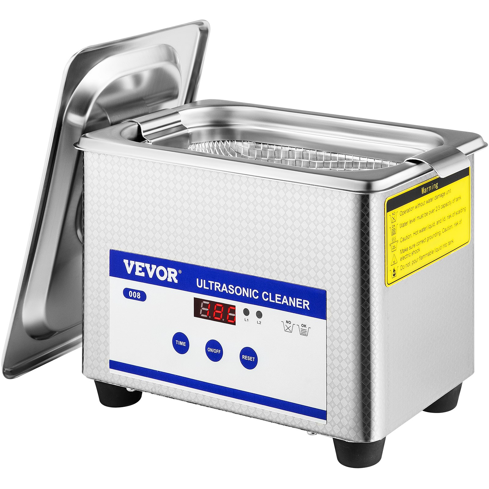 VEVOR Limpiador Ultrasónico 800 ml, 24 W Limpiador Ultrasónico Profesional de Acero Inoxidable, Máquina de Limpieza Ultrasónica Potente Frecuencia de 40 kHz con Pantalla LED para Joyas, Reloj, Gafas
