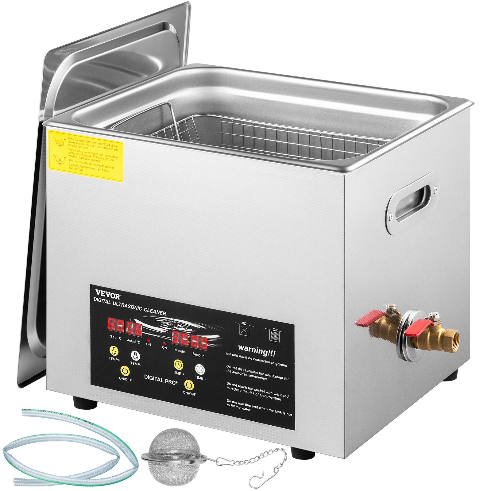 VEVOR 10 L Improved Ultrasonic Cleaner (400 W Heater, 240 W Ultrasound) Professional Digital Laboratory Ultrasonic Cleaner with Heating Timer for Cleaning Parts and Instruments