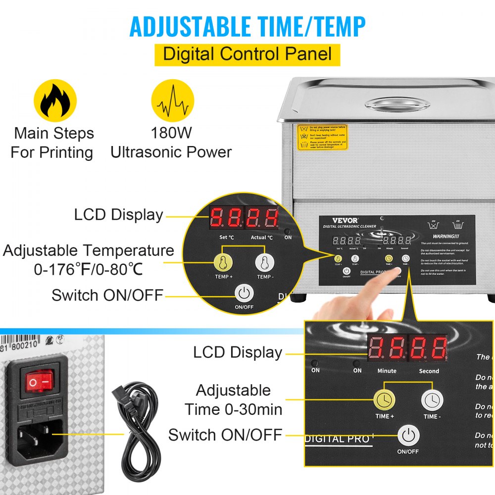 Vevor 10 L Limpiador Ultrasónico Digital Limpieza Ultrasonido Ultrasonic Cleaner