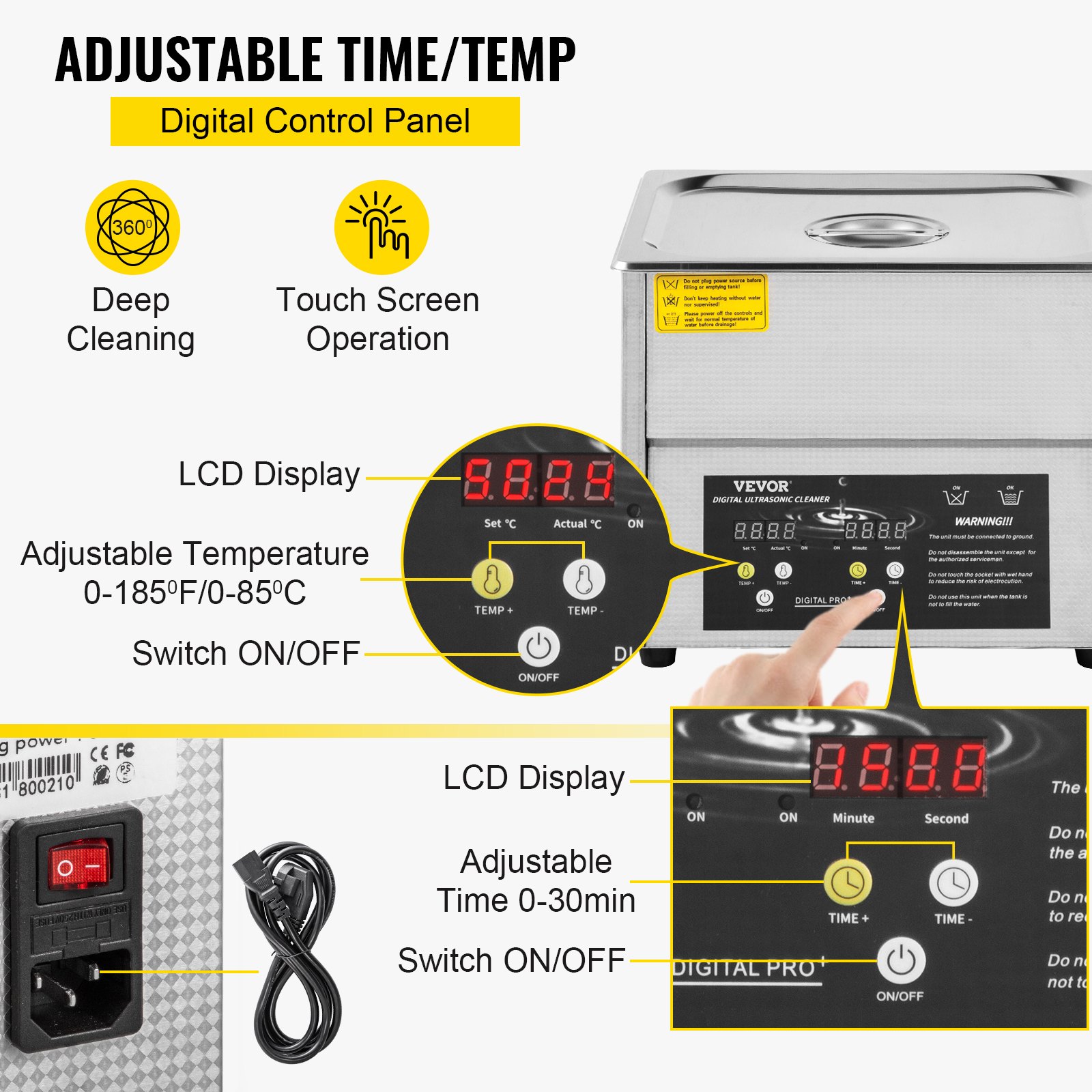 Vevor 3 L Limpiador Ultrasónico Digital Limpieza Ultrasonido Ultrasonic Cleaner