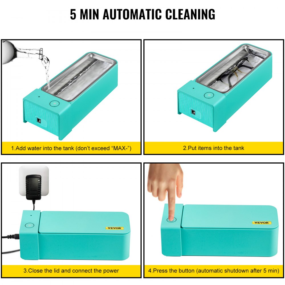 Vevor 600 Ml Limpieza Por Ultrasonido Ultrasonic Cleaner Limpiador 50 Khz Verde