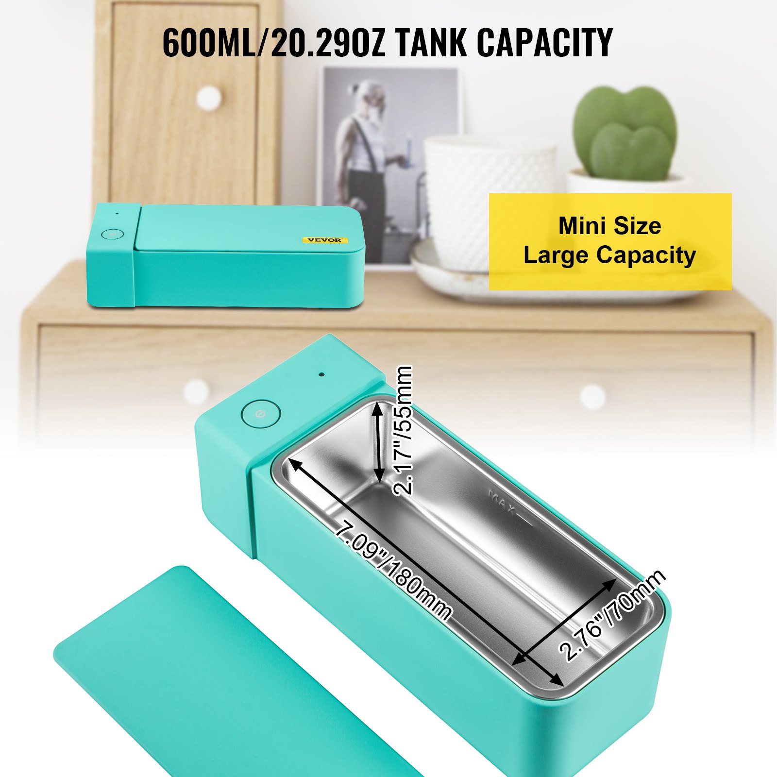 Vevor 600 Ml Limpieza Por Ultrasonido Ultrasonic Cleaner Limpiador 50 Khz Verde