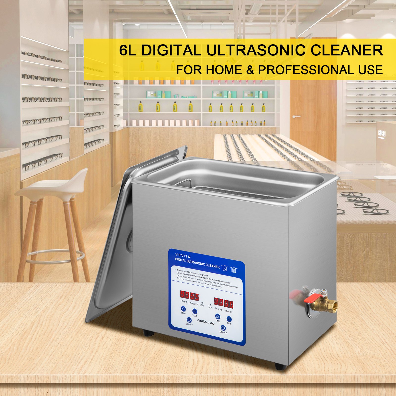 Vevor Limpiador Ultrasónico Digital 6 L Máquina De Limpieza Ultrasónica 180 W