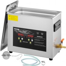 VEVOR Limpiador Ultrasónico Mejorado 6 L Calentador Ultrasónico de 180 W y 200 W Limpiador de Piezas Ultrasónico de Laboratorio Digital con Temporizador para Limpieza de Herramientas Joyerías Gafas