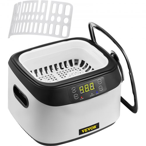 VEVOR Limpiador Ultrasónico, 1.2L Limpiador por Ultrasonidos con Temporizador, 70 W Máquina de Ultrasonidos Profesional 0-8 min para Limpiar Frutas, Verdura, Joyas, Gafas, Relojes, Monedas, Gris
