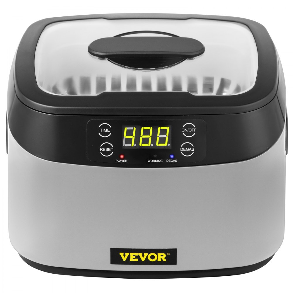 VEVOR Limpiador Ultrasónico, 1.2L Limpiador por Ultrasonidos con Temporizador, 70 W Máquina de Ultrasonidos Profesional 0-8 min para Limpiar Frutas, Verdura, Joyas, Gafas, Relojes, Monedas, Gris