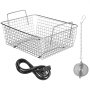 VEVOR Limpiador Ultrasónico 3L Limpiador Ultrasónico de Acero Inoxidable Temporizador y Calentador Limpiador Ultrasónico Profesional 40kHz 120W con Cesta Máquina de Limpieza para Metálicos Joyas Gafas