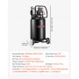 VEVOR Compresor de Aire 50 L, Motor de 1,5 kW sin Aceite, 113 L/min, Presión Máx. 8 Bar, Compresor Silencioso 75 dB, Portátil con Ruedas, para Inflación de Neumáticos Pistola de Pintura Carpintería