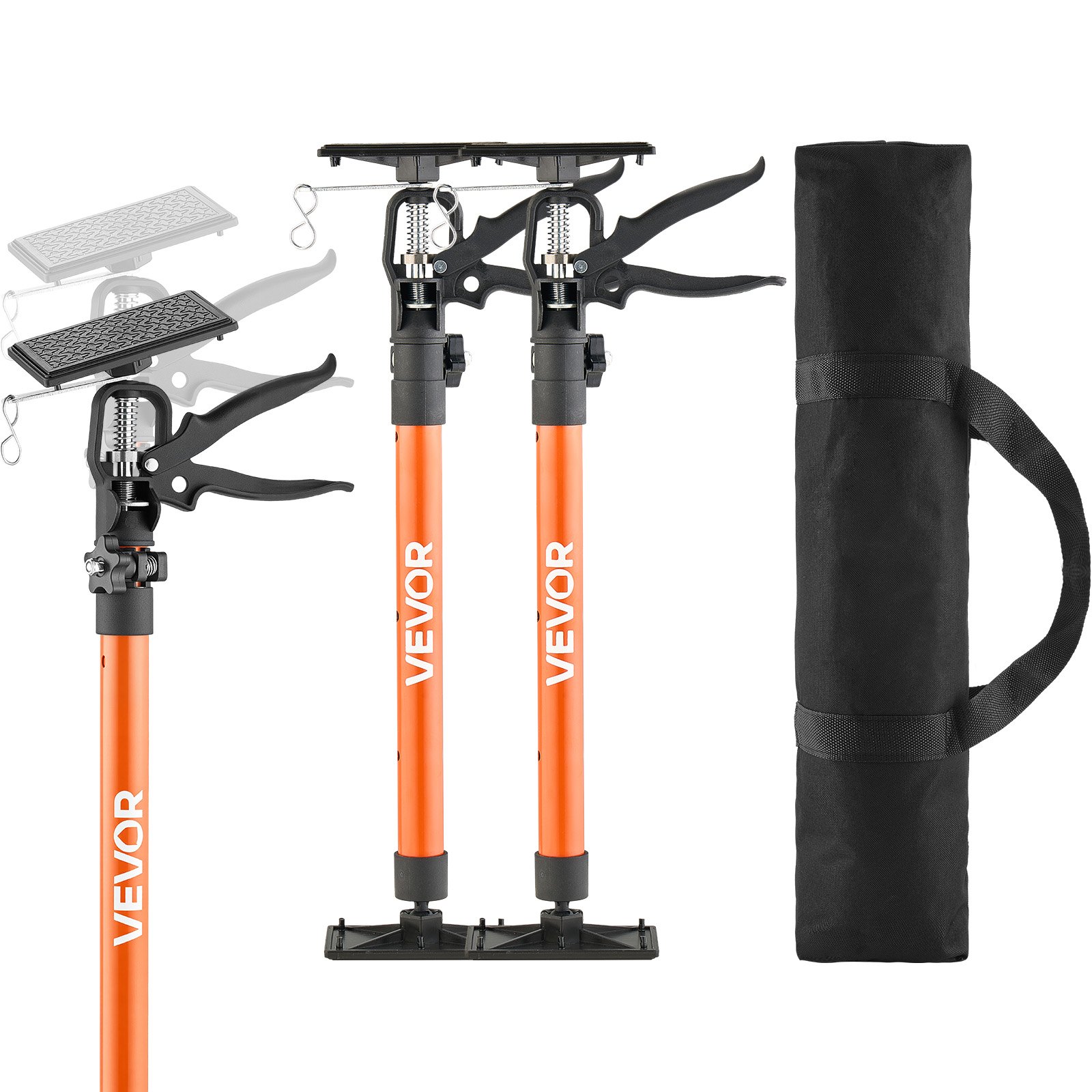 VEVOR Barra de Soporte para Elevador de Armarios, 2 Piezas, Ajustable 53-115 cm, Varilla Telescópica Rápida Liviana de Acero, Carga de 70 kg para Instalar Armarios y Levantar Paneles de Yeso
