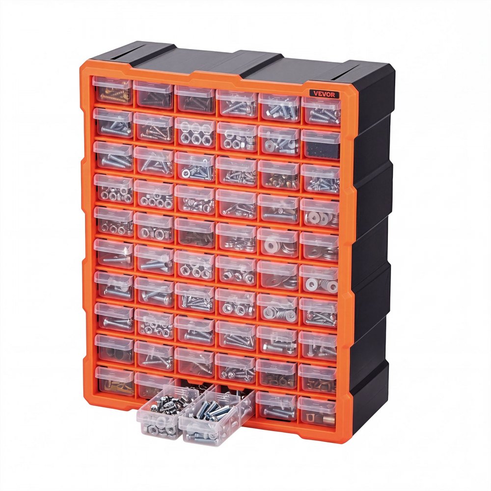 VEVOR Organizador de Almacenamiento de Piezas Pequeñas con 60 Cajones de Plástico, Armario Organizador con Cajones Transparentes para Tornillos Manualidades Herramientas Cuentas Taller Oficina Garaje
