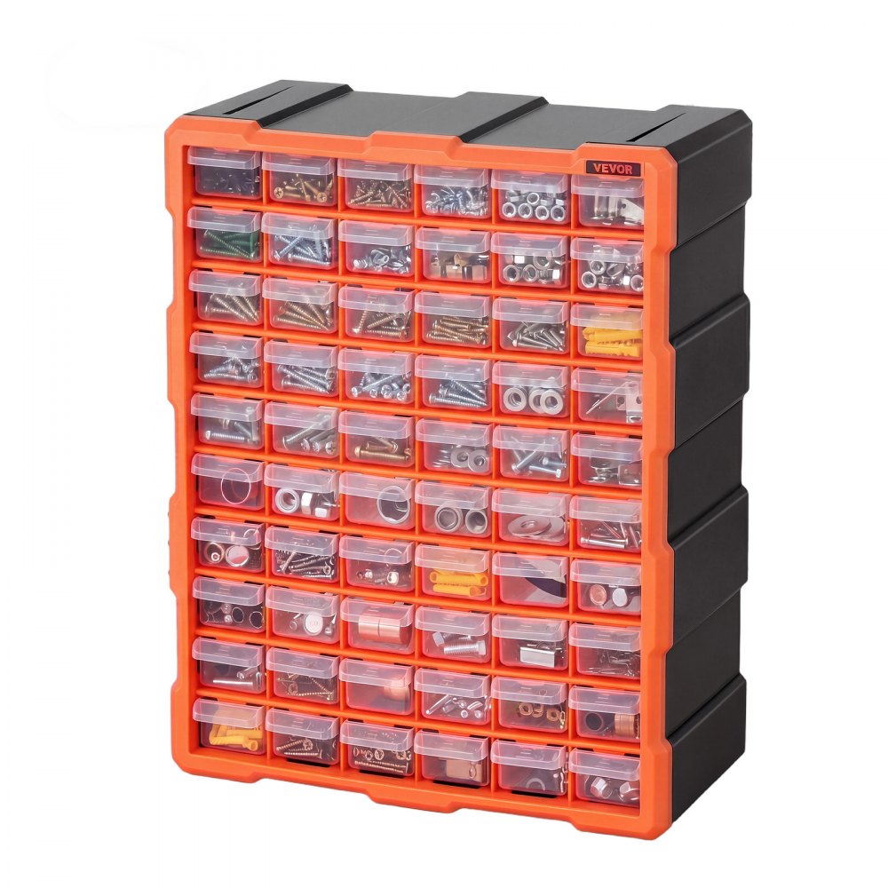 VEVOR Organizador de Almacenamiento de Piezas Pequeñas con 60 Cajones de Plástico, Armario Organizador con Cajones Transparentes para Tornillos Manualidades Herramientas Cuentas Taller Oficina Garaje