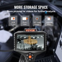 VEVOR Cámara Endoscopio de Triple Lente 5 Pantalla Ips Cámara de Inspección de Drenaje Borescopio Tarjeta Tf de 32 Gb 5 Modos Cable de 5 m Batería