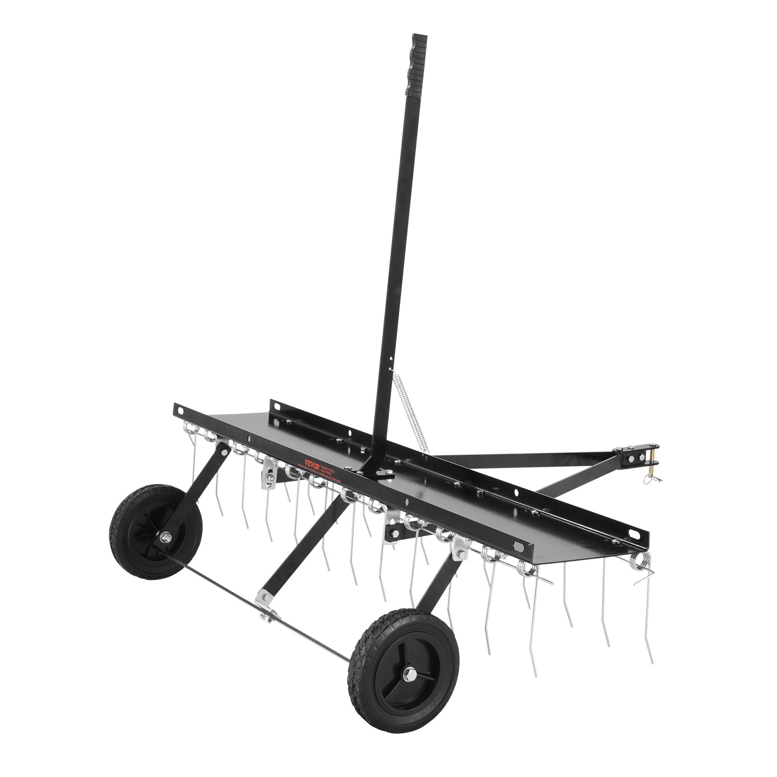 VEVOR Lawn Scarifier, 1219 mm Scarifier with 24 Spring Steel Tines, Lawn Scarifier for ATV or Mower, Lawn Rake with Lifting Handle for Garden, Farm, Grass