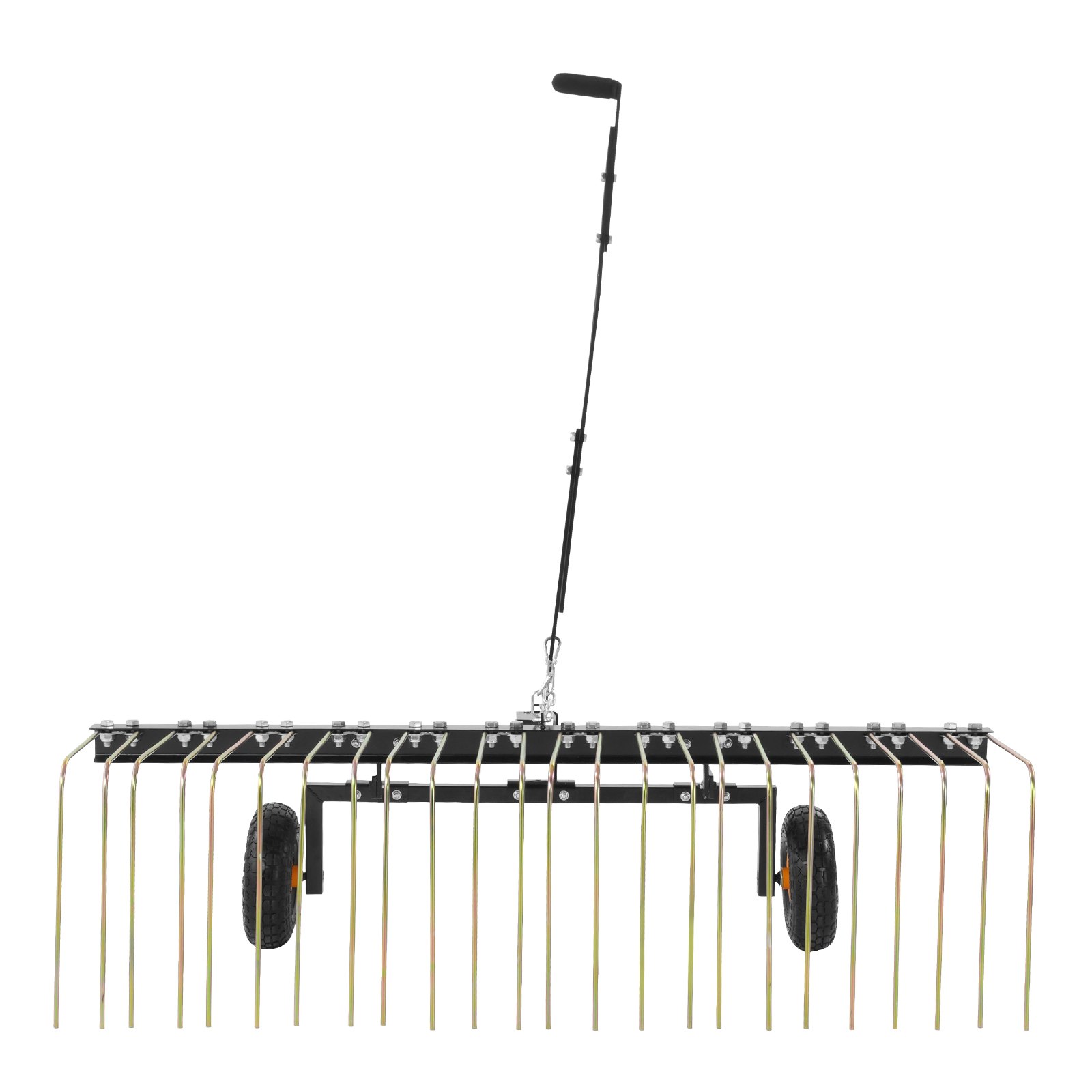 VEVOR Escarificadora de Remolque detrás de 1500 x 1600 x 1900 mm con 24 Púas de Acero Q235, Rastrillo de Césped para ATV o Cortacésped, con Mango de Elevación para Hojas, Agujas de Pino y Hierba