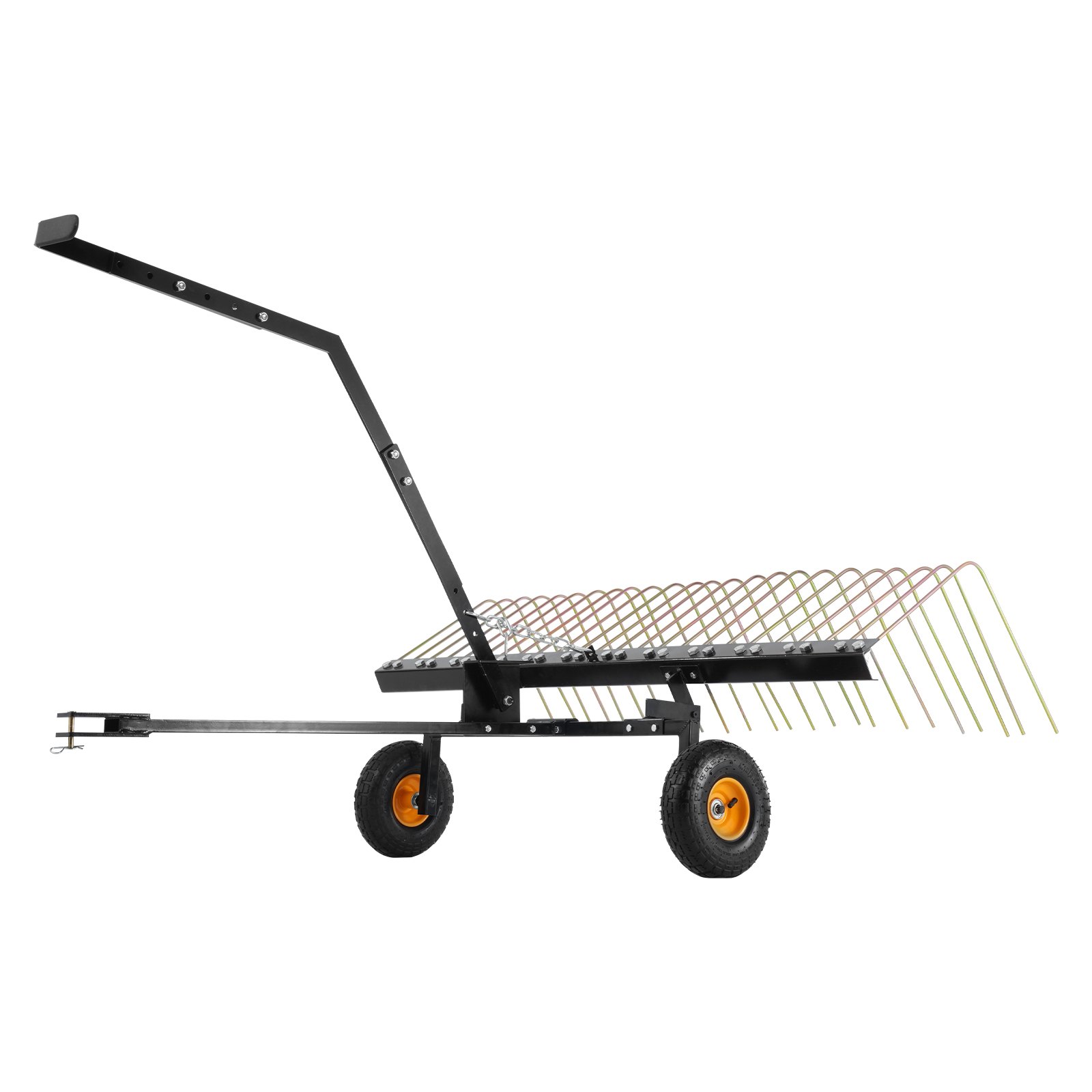 VEVOR Escarificadora de Remolque detrás de 1500 x 1600 x 1900 mm con 24 Púas de Acero Q235, Rastrillo de Césped para ATV o Cortacésped, con Mango de Elevación para Hojas, Agujas de Pino y Hierba