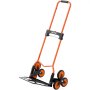 VEVOR Carretilla de Mano Plegable con Asa Telescópica, Carga Máxima 54 kg, Carro Sube Escaleras Resistente, Marco de Acero al Carbono, con 2 Cuerdas y 6 Ruedas, para Almacén Compra Oficina y Hogar