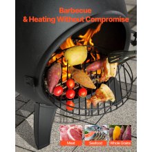 VEVOR Chimenea de Leña 457 mm con Rejilla para Parrilla para Exteriores Patio