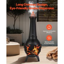 VEVOR Chimenea de Leña 457 mm con Rejilla para Parrilla para Exteriores Patio