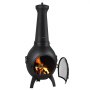 VEVOR Chimenea de Leña para Exteriores 457 mm, Aluminio, para Barbacoa y Calentamiento con Malla para Parrilla Revestimiento para Chimenea y Tapa a Prueba Óxido para Jardín, 520 x 500 x 1300 mm