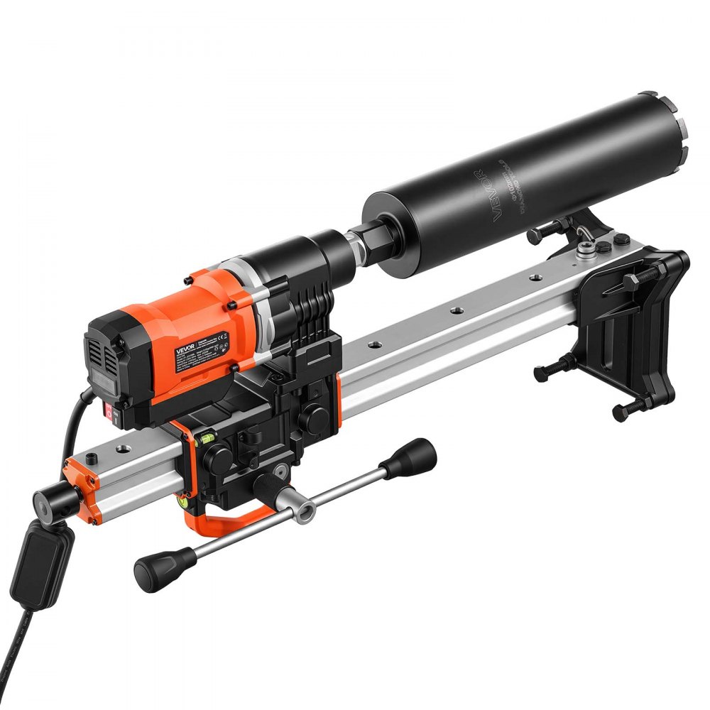 VEVOR Taladro de Núcleo 2500 W Diámetro 25-202 mm Perforadora de Diamante, para Hormigón Ladrillo, Perforación en Seco y Húmedo, Velocidades 810/1340 RPM, con 8 Brocas y Soporte, Kit de Accesorios