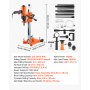 VEVOR Taladro de Núcleo Diámetro Máx. 200 mm Perforadora Manual de Diamante, Perforación para Hormigón, Ladrillo, 1500 W, 2 Velocidades 1000/2300 RPM, con 4 Brocas, en Húmedo y Seco, Kit de Accesorios