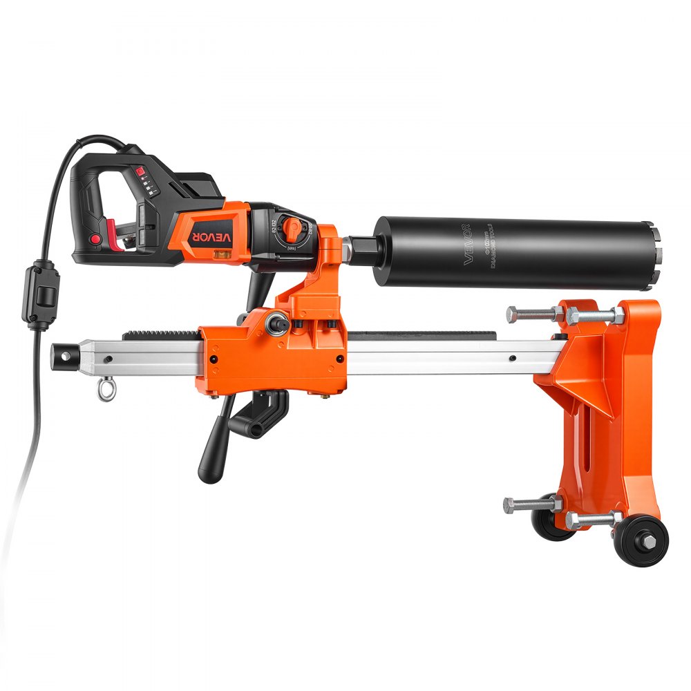 VEVOR Taladro de Núcleo 1800 W Diámetro Máx. 132 mm Perforadora de Diamante, Herramienta para Perforar Hormigón, Ladrillo, en Seco y Húmedo, con 4 Brocas, Soporte con Ruedas, Velocidades 1250/2500 RPM