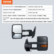 VEVOR Espejos de Remolque Eléctricos con Calefacción para Carros 480x310x120mm